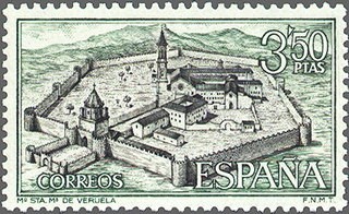 ESPAÑA 1967 1835 Sello Nuevo Monasterio Veruela (Zaragoza) Vista General c/señal charnela