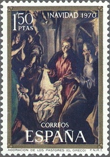 ESPAÑA 1970 2002 Sello Nuevo Navidad. Adoracion de los Pastores El Greco