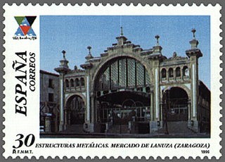 ESPAÑA 1996 3444 Sello Nuevo Estructuras Metálicas Mercado Central Plaza de Lanuza Zaragoza MNH