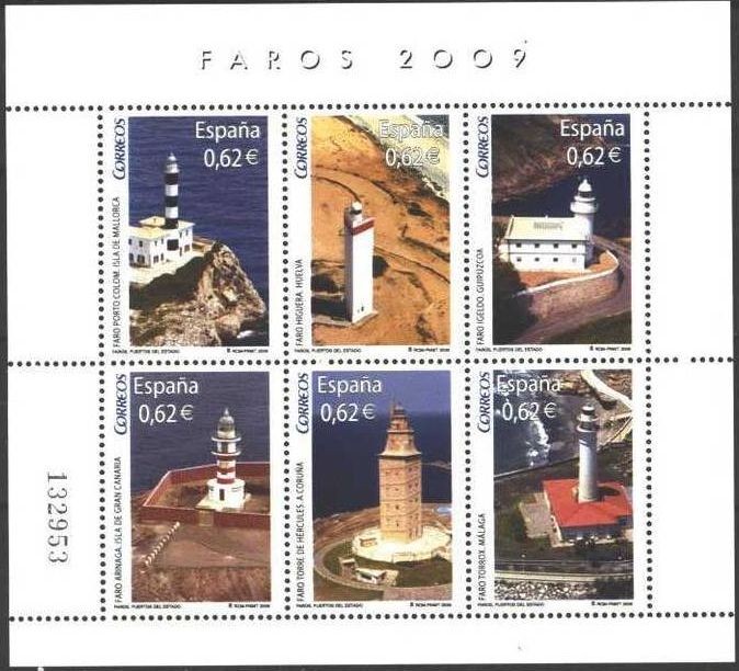 ESPAÑA 2009 4483 HB Sellos Nuevos Faros Españoles MNH