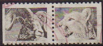 USA 1981 Scott 1880-1 Sello Fauna Animales Carnero y Puma usado