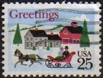 USA 1988 Scott 2399 Sello Navidad Christmas Greetings Paisaje Navideño usado