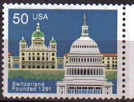 USA 1991 Scott 2532 Sello Nuevo Edificios Conjunta Con Suiza 700 Aniversario