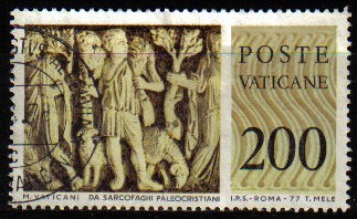 VATICANO 1978 Scott 627 Sello Sarcofago Paleocristiano Usado Vatican City