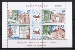 Stamps Spain -  Edifil  2583  Expo. Filatélica de  América y Europa, ESPAMER´80   Hojita de  4 valores