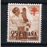 Stamps Spain -  Edifil  1105  Pro Tuberculosis.  Cruz de Lorena en rojo.  