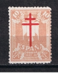 Stamps Spain -  Edifil  957  Pro Tuberculosis  Cruz de Lorena en Carmín.