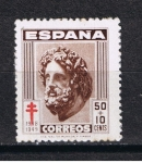 Stamps Spain -  Edifil  1042  Pro Tuberculosos. Cruz de Lorena en carmín.  