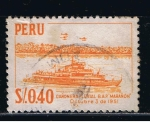 Stamps Peru -  Cañonera fluvial B.A.P. Marañón  3 Octubre 1951