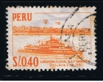 Stamps Peru -  Cañonera fluvial B.A.P. Marañón  3 Octubre 1951