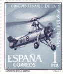 Stamps Spain -  cincuentenario de la aviación española- autogiro de la cierva