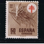 Stamps Spain -  Edifil  1086  Pro Tuberculosos. Cruz de Lorena en rojo.  