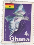 Stamps Ghana -  Rufous-Crowned roller