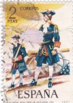 Stamps Spain -  Oficial de artillería 1710-UNIFORMES MILITARES   (S)