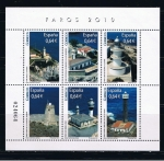 Stamps Spain -  Edifil  4594  Faros 2010.  Hoja con 6 sellos con diferentes faros  españoles. 