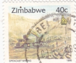 Stamps Zimbabwe -  EXCAVADORA CARGANDO CAMIÓN