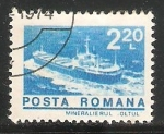 Stamps Romania -  Barco en el rio OLt