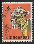 Stamps Singapore -  Danza del leon