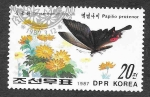 Stamps North Korea -  2645 - Mariposa y Planta