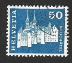 Stamps Switzerland -  445 - Castillo e Iglesia Abadía en Neuchâtel 