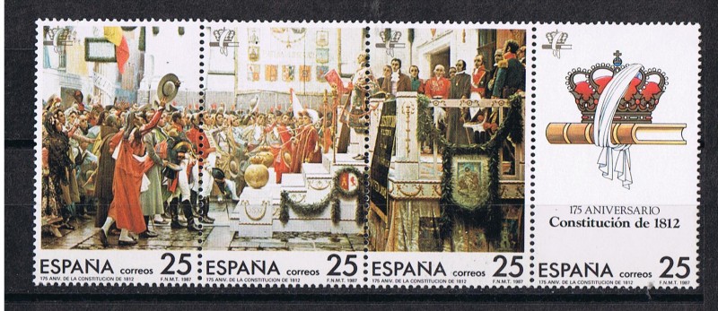 Edifil  2887-90  Aniversario de la Constitución de 1812 