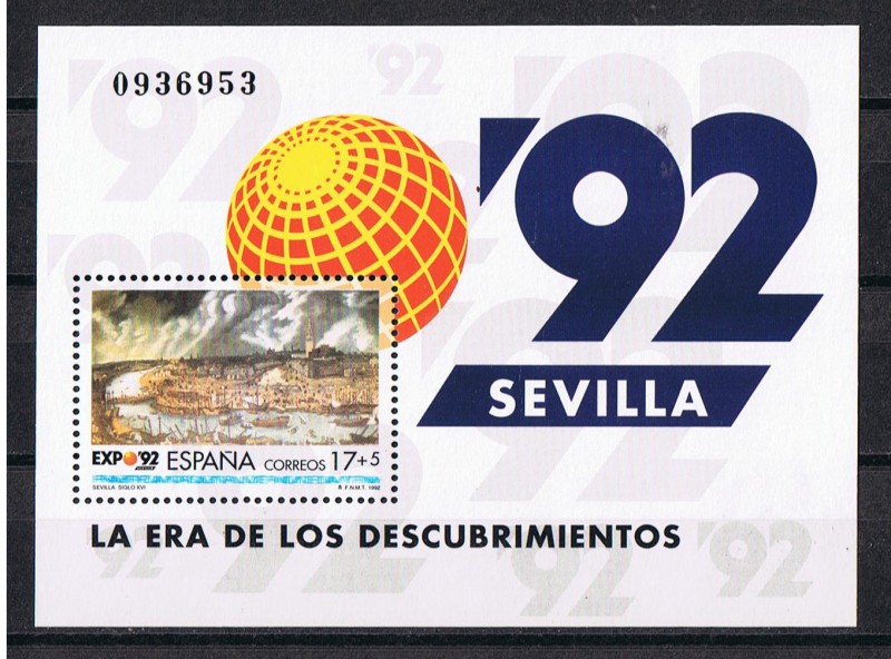 Edifil  3191 Exposición Universal Sevilla EXPO¨92   Se completa con el logotipo de  la EXPO´92  junt