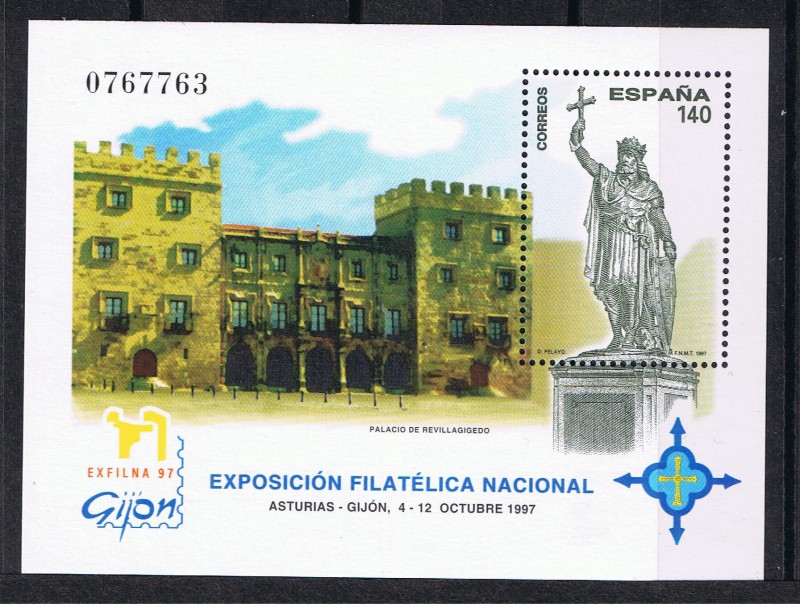 Edifil  3512  Exposición  Filatelica  Nacional EXFILNA´97    Se completa con la fachada principal de