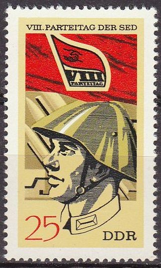 Alemania DDR 1971 Scott 1305 Sello Nuevo Congreso Socialista Soldado Defensa Civil 25pf Allemagne Du