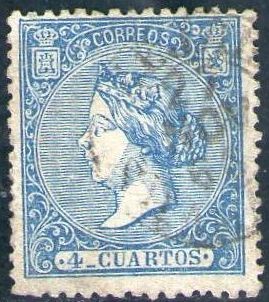 ESPAÑA 1866 81 Sello Isabel II 4 cu Usado Espana Spain Espagne Spagna 