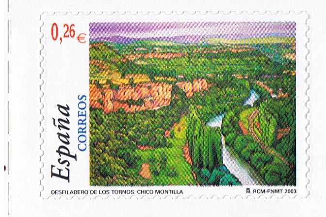 Edifil  3973  Paisajes  Obra del pintor Chico Montilla, perteneciente a la serie  