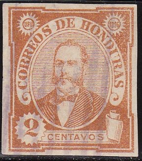 Honduras 1895 Scott 96 Sello Presidente Celio Arias usado sin dentar 