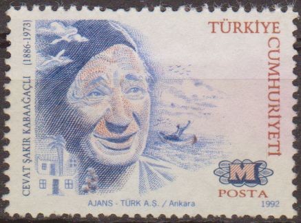 TURQUIA 1992 Scott 2562 Sello Personajes Autora Cevat Sakir Kabaagacil (1886-1973) Usado Turkia 