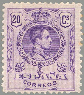 ESPAÑA 1909 273 Sello Nuevo Alfonso XIII Tipo Medallón 20c Violeta numero de control al dorso 