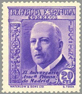 ESPAÑA 1935 700 Sello Nuevo XL Aniversario Asociación de la Prensa Torcuato Luca de Tena