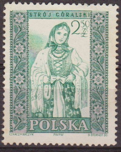 Polonia 1959 Scott 897 Sello Trajes Regionales Mujer Montaña Usado Polska Poland Polen Pologne 