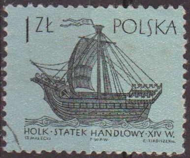 Polonia 1963 Scott 1130 Sello Antiguos Barcos Holk 1 Siglo XIV Usado Polska Poland Polen Pologne 