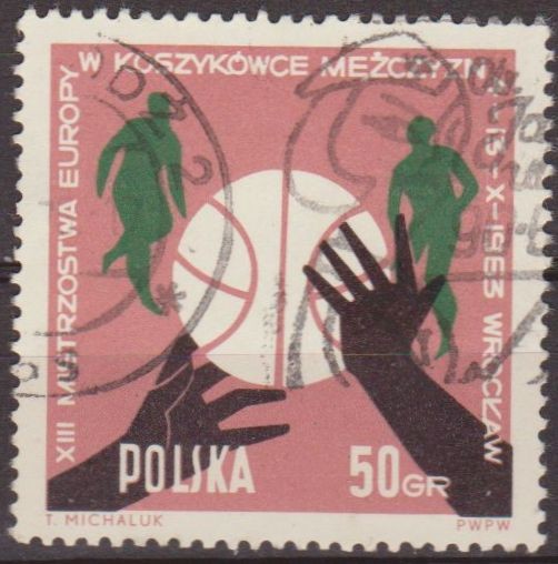 Polonia 1963 Scott 1160 Sello Baloncesto Jugadas Posicion del Balon Usado Polska Poland Pologna