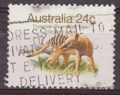 AUSTRALIA 1981 Scott 786 Sello Fauna Thylacine (Tasmanian Tiger) Especies en Peligro de Extincion us