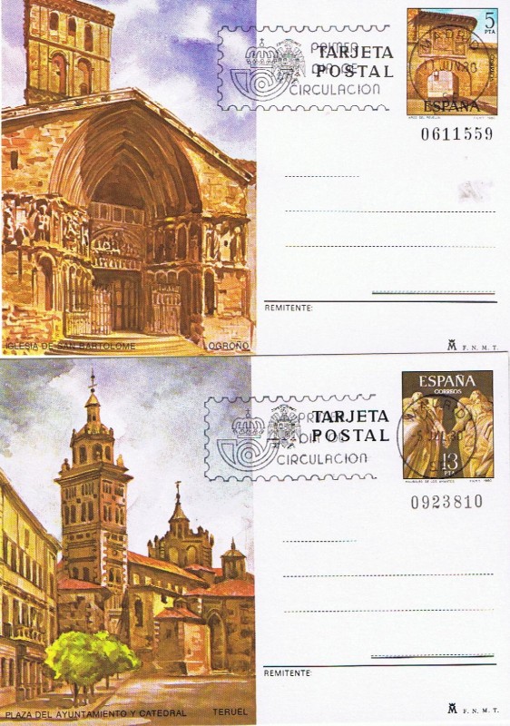 TARJETAS ENTERO POSTALES TURISMO 1980 MAT. PD