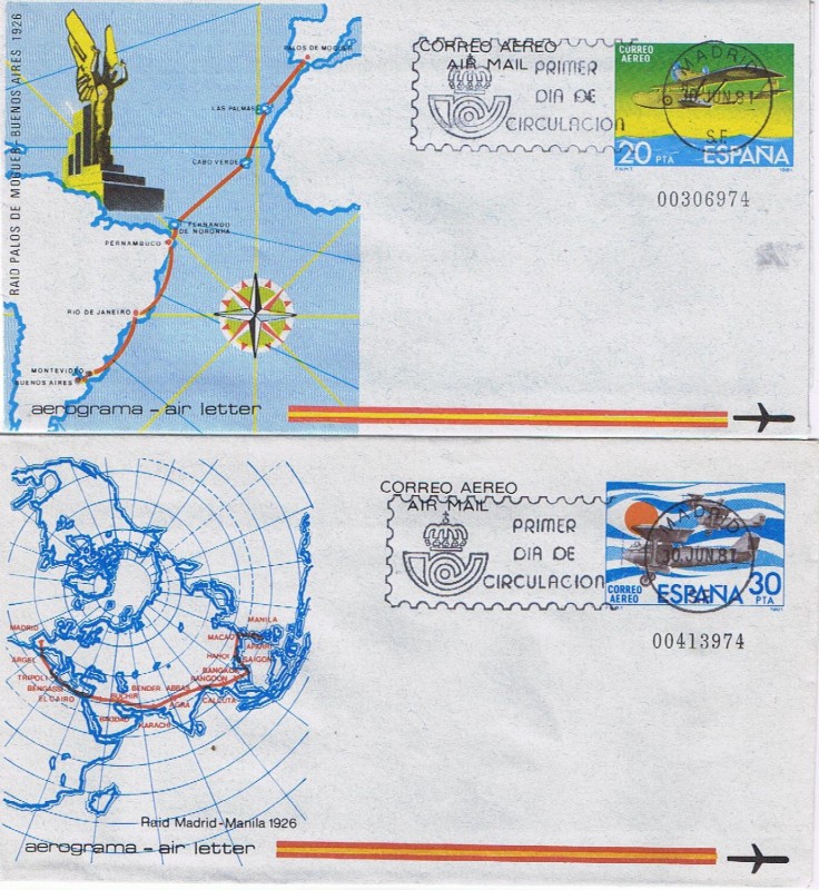 AEROGRAMAS 1981 CON MAT. P.D.