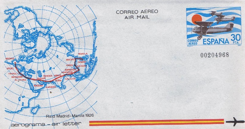 AEROGRAMA 1981. RAID MARID-MANILA