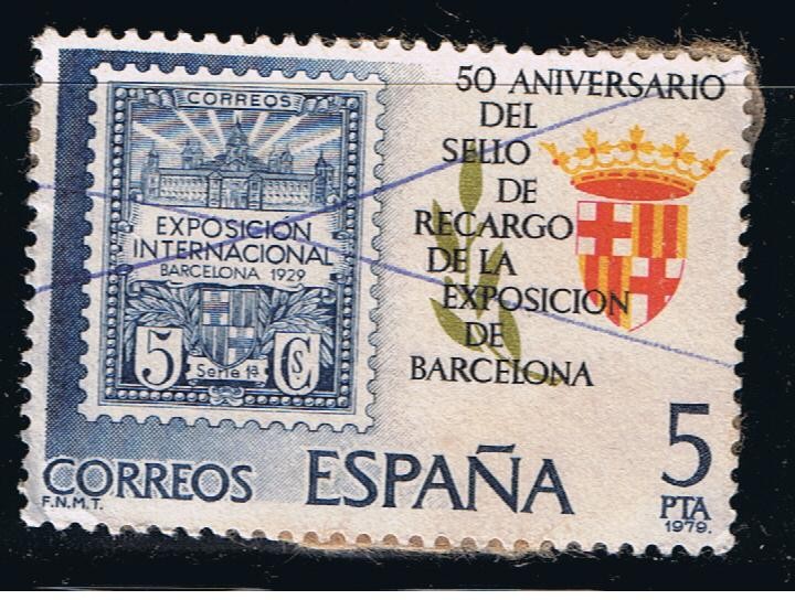 Edifil  2549  50 Aniver. del sello de recargo de la Exposición de Barcelona.  