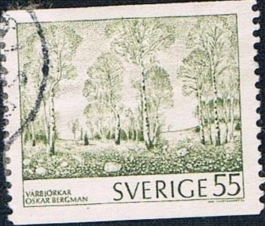 CUADROS. BOSQUE DE ABEDULES EN PRIMAVERA, POR OSKAR BERGMAN. Y&T Nº 782