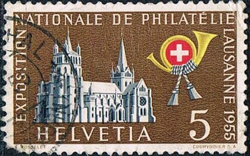 EXPOSICIÓN FILATÉLICA NACIONAL 1955. CATEDRAL DE LAUSANA. Y&T Nº 558