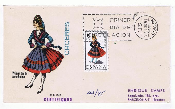 Edifil  1776  Trajes Típicos Españoles. Sobre Primer día 