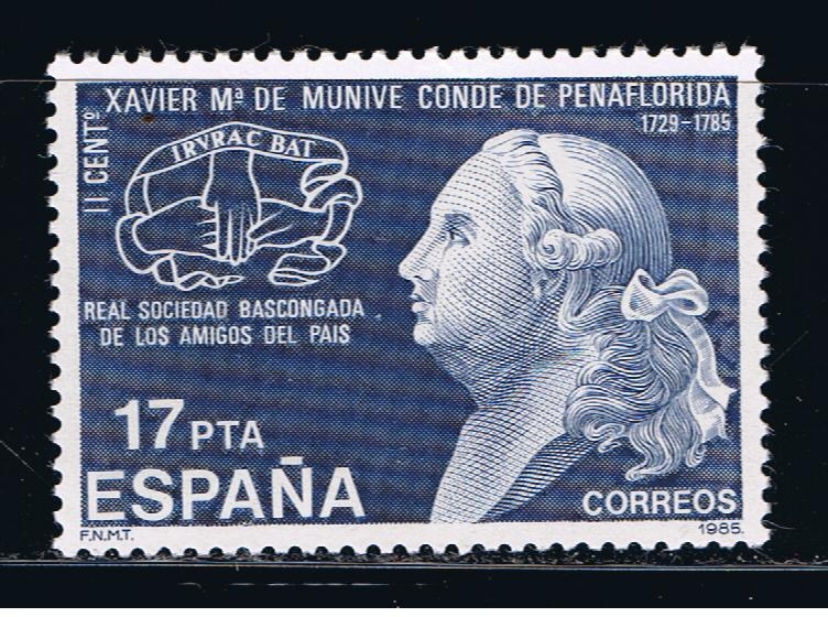 Edifil  2824  II Cente. de la muerte de Zavier María de Munive. Conde de Peñaflorida.  