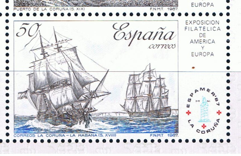 Edifil  2915   Exposición Filatélica de España y América Espamer¨87.  