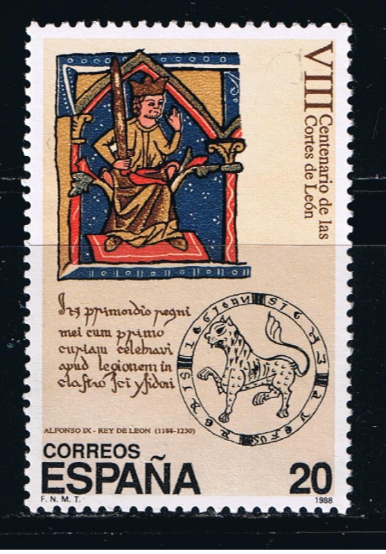 Edifil  2961  VIII Cente. de las primeras Cortes de León.  