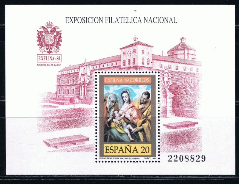 Edifil  3012  Exposición Filatélica Nacional Exfilna´89.  