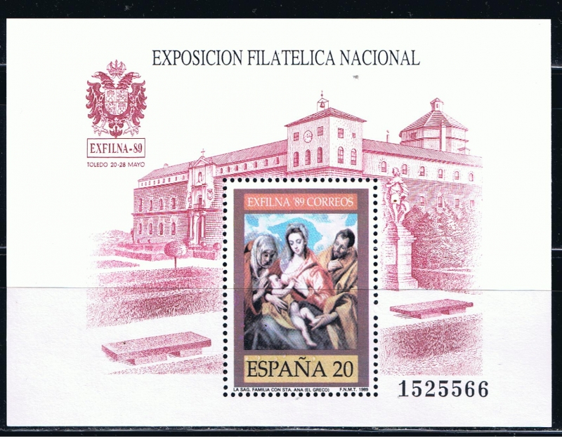 Edifil  3012  Exposición Filatélica Nacional Exfilna´89.  